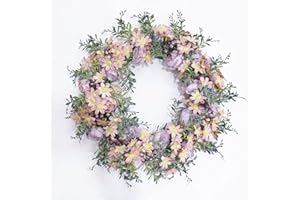 HAOSHICS Ghirlanda di fiori artificiali da appendere, ghirlanda finta per porta d'ingresso, ghirlanda artificiale per porta, matrimonio, festa, casa, parete, decorazione per finestre (margherita rosa)