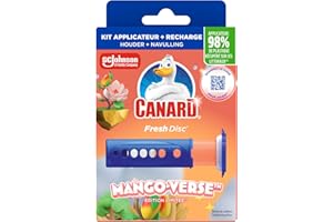 Canard® WC Fresh Disc Edition Limitée Tropical Adventure - Bloc Sans Cage Nettoyant WC - 1 Diffuseur + 1 Recharge, 6 Disques