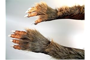 Amakando Guantes de Hombre Lobo Peludo, Manos de Lobo, Codos, Guantes de Hombre Lobo, Garras de Codo, Guantes de imitación