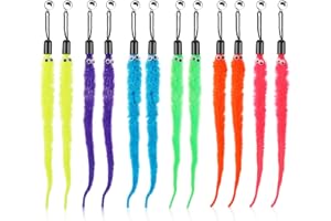 cobee Juguete de Varita para Gatos, Juguetes de Repuesto con Campanas Repuesto de Gusano de Cola Peluda Juguete Interactivo para perseguidores de Gatos Accesorios(12 Piezas)