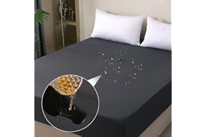 ‎OHANO ohano Wasserdichter Matratzenschoner 140x200cm Spannbettlaken und Atmungsaktive Matratzenbezug, Inkontinenzauflage,Nässeschutz Bettlaken Spannbetttücher,für alle Jahreszeiten-Dunkelgrau