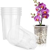 AOOWU Plastic Pots, 6 Pcs Transparent Pots for Orchids Pots with Holes Pots, Planters Seedlings Flowers and Plants for Balcon