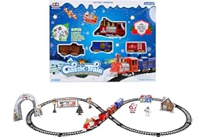 TSLBW Lot de 21 jouets de train électriques pour enfants - Jouet de train de Noël avec rails en plastique, accessoires en papier - Jouet éducatif pour enfants de 3 ans et plus - Cadeaux de Noël