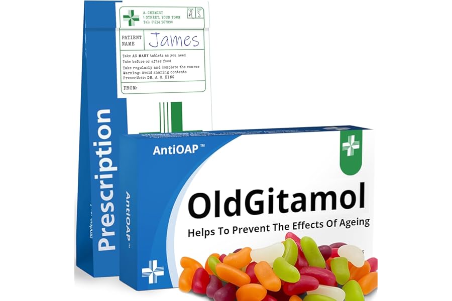 Father's Day Funny Gifts Dad Old Age Funny Presents Gift Fathers Day Ideas Birthday Gifts For Him 40th 50th 60th Birthday For Men Jelly Bean Sweets Gift Oldgitamol Joke Pill Box