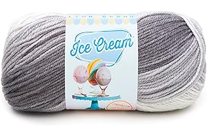 LION BRAND YARN Lion Brand 100 Percent Acrylic Ice Cream Yarn, Cookies and Cream,10.89 x 10.89 x 22.32 cm