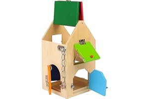 small foot Schlosshaus, aus Holz, mit Schlössern, Riegeln, Hebeln, Scharnieren und Sicherheitskette, ab 3 Jahren, 4432 Spielzeug, Naturholz