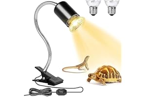 Lunriwis Schildkröten Wärmelampe,Wärmespotlampe für Aquarium Repti mit 2 UVA UVB Basking Spot Glühbirnen,25 W, 50 W,mit Clip E27 Wärmestrahler Aquarium Tiere - für Schildkröte, Eidechse, Schlange