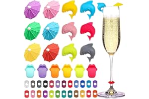 GZjiyu 42 STK Glasmarkierer, Wiederverwendbarer glasmarker für Hochzeit Party Weinglas,Champagnerglas Cocktailglas Martini-Glas,Trinkglas (4 Stile)