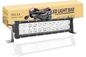 PICAA LED Lichtleiste Arbeitsscheinwerfer 12 Zoll 32.5CM 72W Lichtbalken Mit Kabelbaum 12V Zusatzscheinwerfer Bar Arbeit Licht für SUV Offroad ATV UTV Traktor 4x4 Auto