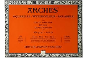 Arches Blocco Per Acquerello Incollato 4 Lati (20 Fogli) - Grana Torchon - 300 G/Mq - 23 X 31 cm