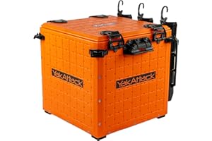 YakAttack BlackPak Pro Kayak Fishing Crate - Includes 3 Attachable Fishing Rod Holders, 13" x 13" - YakAttack Orange | Kayak Fishing Accessories
