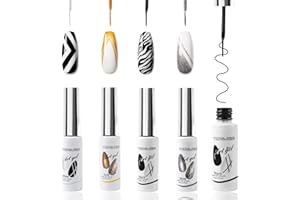 YINGJEE Pintauñas Gel Liner 4pcs, 8ml Esmaltes Permanentes para Uñas, Painting Gel Nail Art Para Dibujar Líneas y Pintar Uñas, Altamente Pigmentado uv Gel Polish para Arte de Uñas Francés, Home DIY y Studio