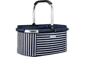 anndora Einkaufskorb NAVY 22 Liter - blau weiß gestreift