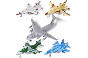 VBACALA Avión de Juguete para Niños - Kit de 5 Modelos de Aviones Militares de Metal Fundido a Presión, con Función Retroceso (Sin Pilas) - uguete de Avión de Combate Militar para Niños 3+ Años