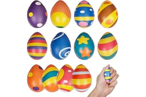 LAMEK 12 Stück Ostereier Stressball Bunte Eier Klein Antistressball Ostern Ei Knautschball Knetball Stress Relief Wutball für Kinder Erwachsene Osterzeit Eiersuche Stresserleichterung