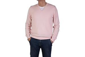 Marenza Scollo V Uomo Manica Lunga Misto Cashmere Seta Made in Italy