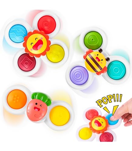 Spinner Bebe Ventouse, 3 Pcs Silice Jouets de Bain, Baby Spinner Jouet Sensoriel pour Tout-Petit Spinner Bebe Ventouse, 3 Pcs Silice Jouets de Bain, Baby Spinner Jouet Sensoriel pour Tout-Petit