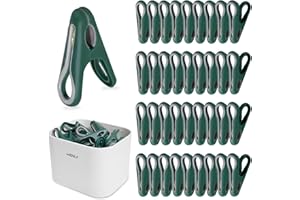 Mauepersu 36 Stück Bunt Wäscheklammern with Basket,Wäscheklammern stabil ohne Abdruck Soft Clips,rutschfeste Wäscheklammern ffür Wäscheleine oder Wäscheständer (Grün)