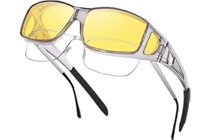 Nlieanuc Lunettes Conduite de Nuit Polarisées - Surlunettes de Soleil Verre Jaune Anti-éblouissement Lunette Vision Nocturne pour Homme Femme