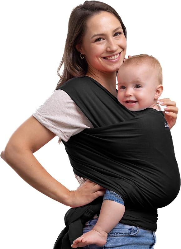 CuddleBug Baby Sling Carrier for Newborns - Infant Baby Wrap Carrier Newborn to Toddler up to 36 lbs - Lightweight & Hands Free Baby Sling Carrier (Black)