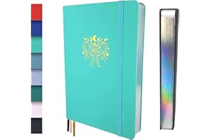 Schloss Planner A5 Bullet Journal | 180 g/m² extra dickes Bambus Papier | 160 Seiten | Gepunktet/Dot Grid | Nachhaltiges Notizbuch/Tagebuch | Silberner Buchschnitt (Schmetterling, Türkis)