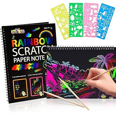 Scratch Book Set Di Carta Da Grattare Magica Arcobaleno Per Bambini, Arte Fogli Neri Da Grattare Bambini