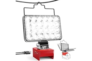 FOVENDI Lampe de Travail LED Sans Fil pour Milwaukee M18, 60 W, 2 Niveaux de Luminosité, 6000LM, Portable avec Batterie de Type C et Charge USB (pas de Batterie)