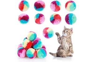 TIESOME Tęczowa Zabawka dla Kotów - 20 Sztuk, 3 cm Miękkie Piłki, Kolorowe Pompony, do Użytku Wewnątrz i na Zewnątrz, Interaktywna Zabawa dla Zwierząt Domowych