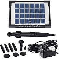Agora-Tec® AT-2W Solar Teichpumpe 2 Watt Hmax.: 170l/h Fontainenhöhe: 0,65m für Gartenteich oder Springbrunnen
