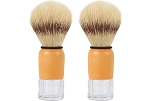 Genixart Nature Bristle Shaving Brush with Varnished Wooden Handle Plus Transparent Base, Perfect for Mens Wet Shave (2pcs Gift Pack)