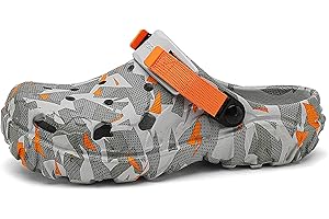 ihinzry Zuecos de jardín para hombre, diseño de mulas gráficas, sandalias de playa para hombre, zapatillas de exterior con correa ajustable