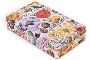 NOTIQUE Scatola di latta in metallo con coperchio, stile nostalgico, scatola per biscotti, contenitore per piccoli oggetti, collezione Herbarium (fiori di prato)