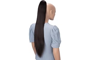 CAISHA 70cm Postiche Natte Queue De Cheval Extensions De Cheveux Raide Brun Chocolat H75