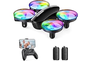‎TOMZON Mini Drohne mit Kamera HD 1080P für Kinder Anfänger Tomzon RC Quadrocopter mit Bunte LED-Licht, Lange Flugzeit, 360° Propellerschutz/Werfen Go/3D Flip, Helikopt ferngesteuert