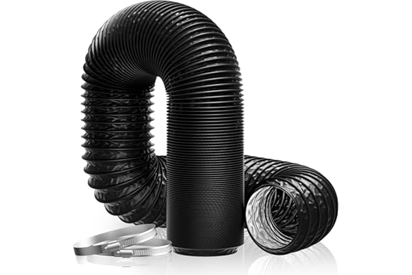 Hon&Guan Conduit d'air Flexible Tuyau de Ventilation 100 mm x 5 m en Feuille d'aluminium et PVC pour Chauffage et Climatisation, Seche Linge, Ventilateur Extracteur Air (Ø100mm, 5 Mètres, Noir)