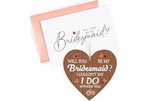 NEZYO Will You Be My Bridesmaid Gifts Bridesmaid Proposal Cards Wooden Hanging Heart Plaque Gift Bridesmaid Cards with Envelopes Wedding Friendship Gift Sign for Sister Friends Family (Bridesmaid)