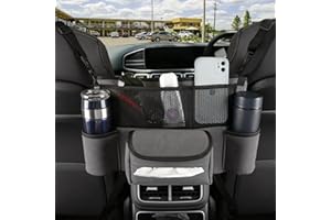 Jiaxitek Suede Car Net Pocket Handbag Holder Between Seat Organizers Car Back Seat Organizers Front Seat Car Handbag Holder Barrier for pet children in the back seat (Grey)