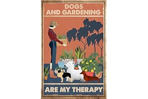 Habilboi Dogs and Gardening are My Therapy Gardening Lover Gardener Gift Plant Lady Decor Anique Tin Sign Gardening Decor Birthday Anniversary Housewarming Gift for Women Mom Grandma 20x30cm
