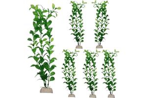 RJMBMUP Fish Tank Decorations，Long Artificial Plastic Plants Aquarium Ornaments Green Color Accessories Set for Tropical Goldfish 6 Pack