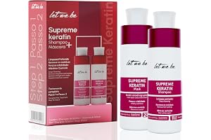 Let Me Be - Supremeliss Mask Keratin Straightening Kit, 2 i 1, Anti-rester schampo och mask, djuprengöring och 100 % brasiliansk uträtning, Långvarig (2x500ml)