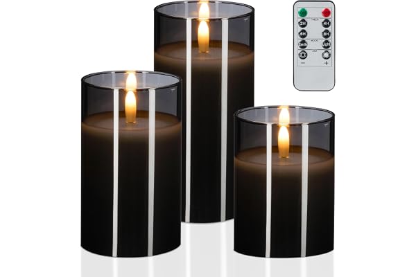 Relaxdays LED-ljus i glas, 3-pack, fjärrkontroll