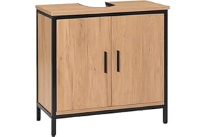 ‎EUGAD EUGAD Szafka pod umywalkę 60 x 60 x 30 cm, szafka łazienkowa z ścianką działową o regulowanej wysokości, mała szafka łazienkowa, szafka łazienkowa z materiału drewnopochodnego, metalu, czarna