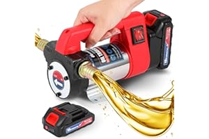 Mxmoonant Eléctrica Bomba de Transferencia de Diesel, Inalámbrica, Autocebante, Portátil, 50L/Min, 260W, 4200rpm, 4Kg, con 2X 1500mAH Batería de Litio, para Diesel, Keroseno