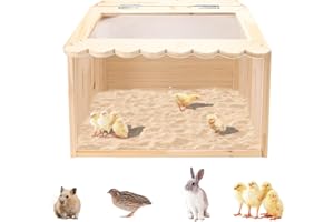 LUCXHCKY Chicken Brooder Box, Large Wooden Brooder Box for Chicks, Chick Brooder Baby Chicken Supplies, Animal Playpen with Top for Chickens, Ducks, Quails, Hamsters (15.7‘’*11.8‘’*11.8‘’)