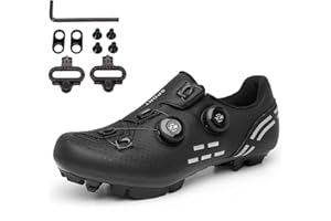 PENXZT Mountain Bike Shoes for Mens Outdoor MTB Cycling Shoes Compatible with Shimano SPD 2-Bolts Pedals with Cleats, Road Biking Riding Shoes