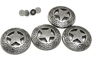 Pro Bamboo Kitchen Concho mit silbernem Seilrand, 3,8 cm (1 1/8 Zoll), Schraubverschluss, 4 Stück