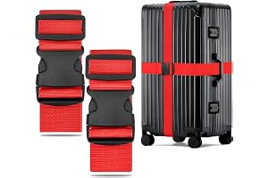 WISYOK 2 stycken Resväskbä bagageband, 130-250cm, Röd | bagagebältar, säkert och robust, bagagerem för resor och flygresor