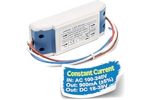 Chanzon LED Driver 900mA (Constant Current Output) 18V-39V (Input 85-277V AC-DC) (6-12)x3 18W 21W 24W 27W 30W 36W Power Supply 900 mA Lighting Transformer for High Power 30 W COB Chips (Plastic Case)