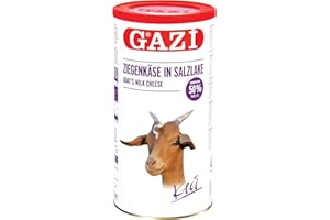 Gazi Ziegenkäse in Salzlake - 2x 800g Metalldose - Ziege Ziegen Käse Keci peyniri Goat Cheese 50% Fett i.Tr. aus 100% Ziegenmilch, mild, Salzlake, mikrobielles Lab, vegetarisch, Halal, glutenfrei