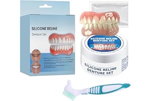 CELIODD Dentadura de Silicona,Kit de Rebase de Silicona Para Prótesis Dentales,Juego de Reparación de Dentaduras Postizas de Silicona,Adecuado Para Hombres y Mujeres Trae 1 Cepillo de Dientes